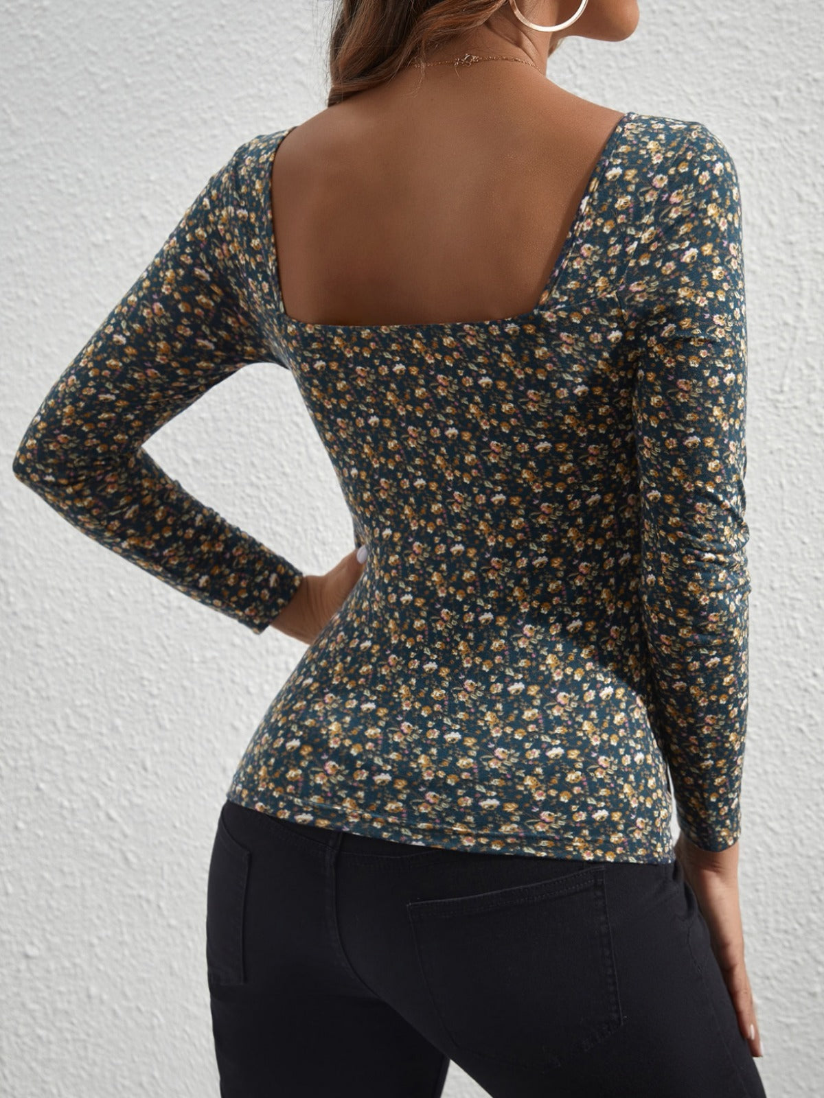 Floral V-Neck Nursing Top – Long Sleeve Breastfeeding T-Shirt