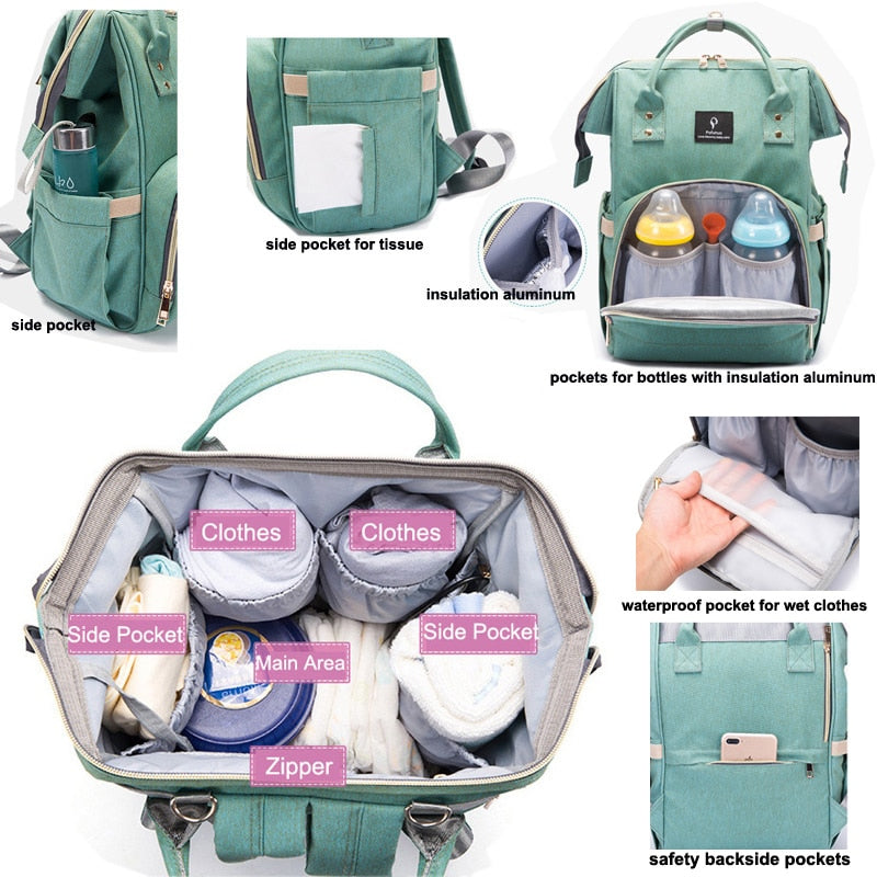 USB Charging Diaper Backpack – Waterproof Nursing Travel Bag