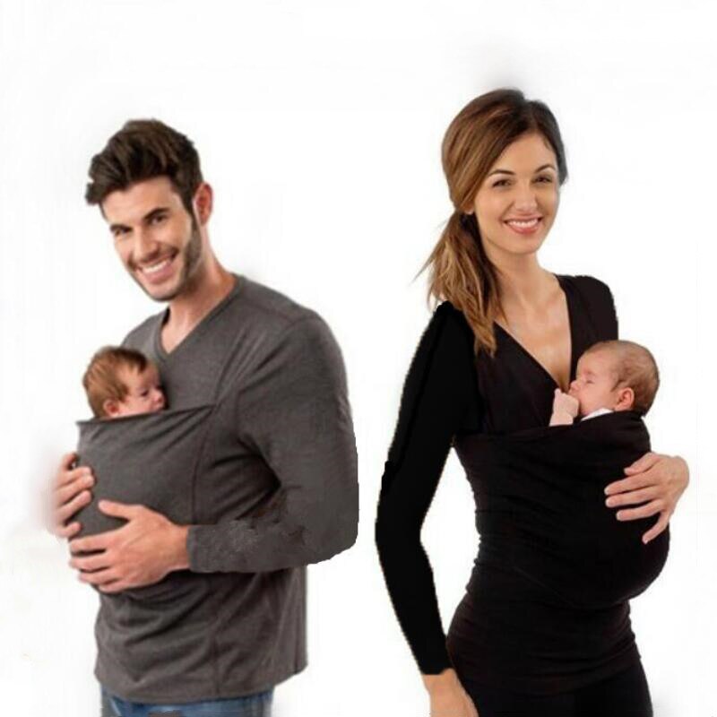 Kangaroo Carrier T-Shirt for Parents – Long Sleeve Baby Pocket Top