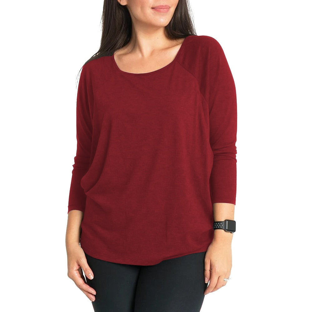 Long Sleeve Nursing T-Shirt – Round Neck Maternity Breastfeeding Top