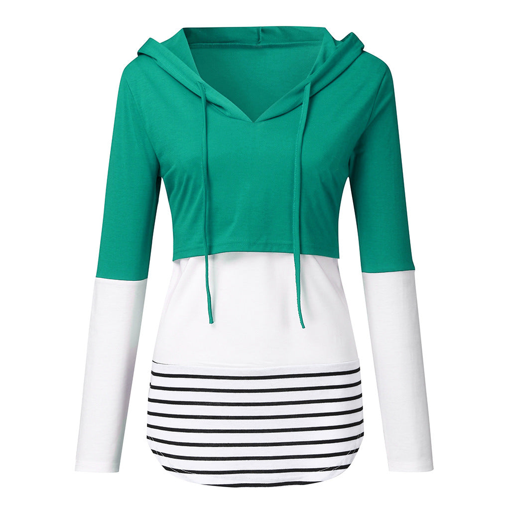 Colourblock Hooded Nursing Jacket – Autumn Winter Maternity Coat