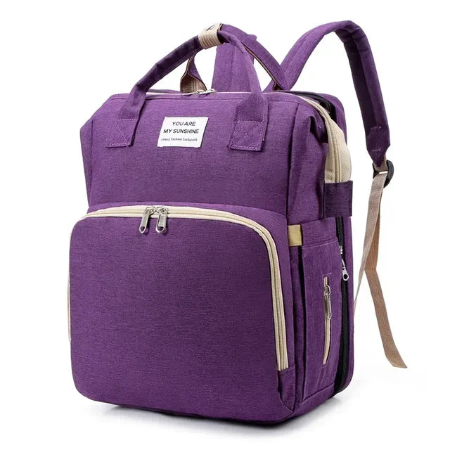 Foldable Diaper Bag Backpack with Baby Sleep Mat – Multi-Function