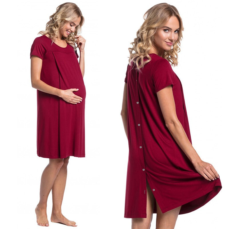 Maternity Hospital Gown – Short Sleeve Nursing Labour Dress