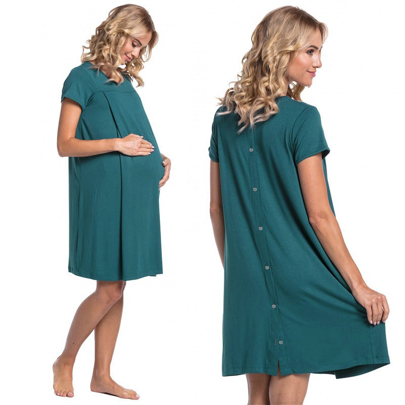 Maternity Hospital Gown – Short Sleeve Nursing Labour Dress