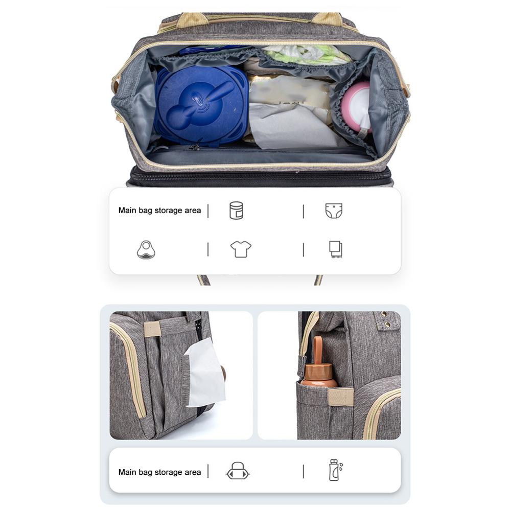Convertible Diaper Bag Backpack with Foldout Baby Bed