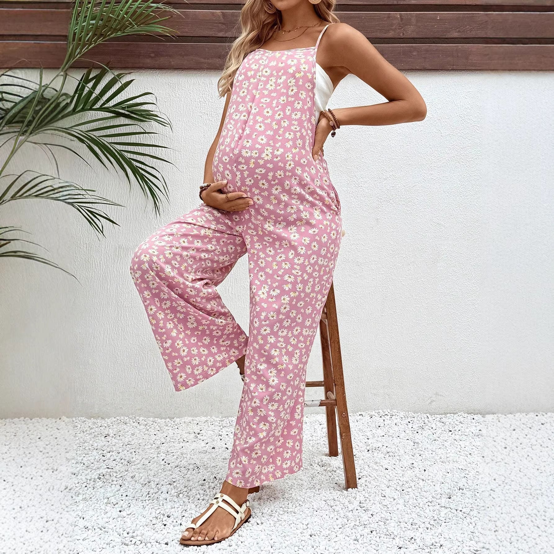 Bohemian Printed Maternity Jumpsuit – Casual Pregnancy Overalls