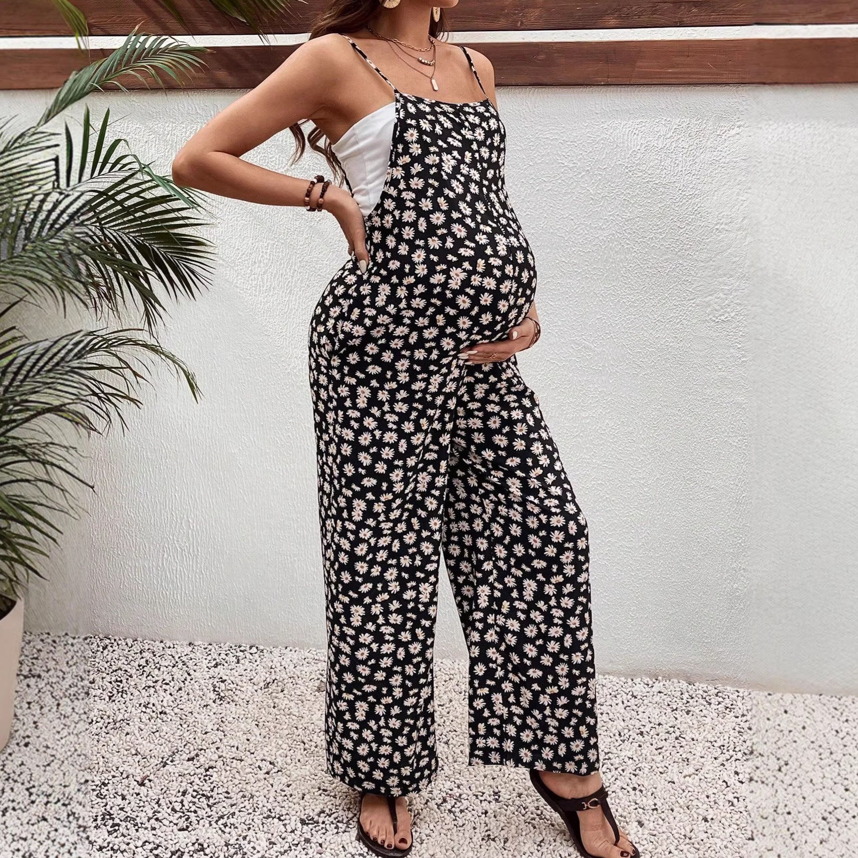 Bohemian Printed Maternity Jumpsuit – Casual Pregnancy Overalls