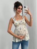 Printed Halter Maternity Vest – Square Neck A-Line Pregnancy Top