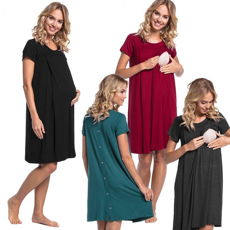Maternity Hospital Gown – Short Sleeve Nursing Labour Dress