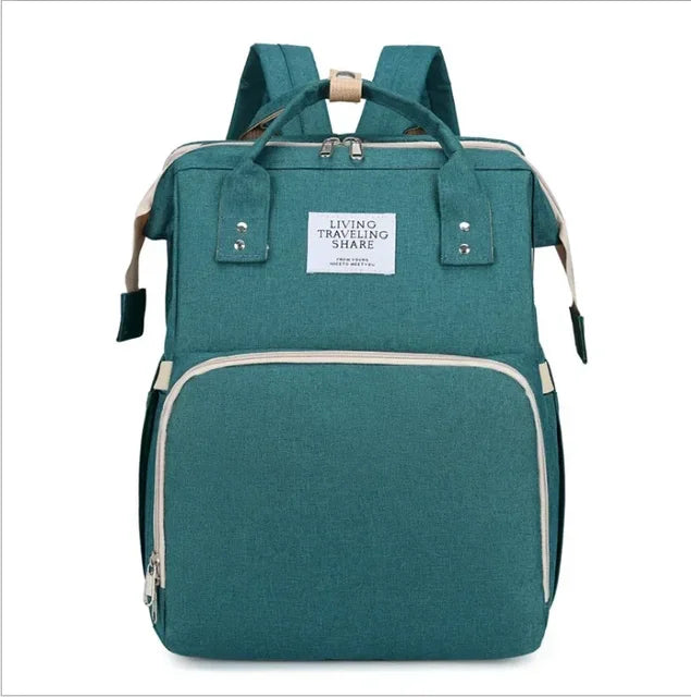 Foldable Diaper Bag Backpack with Baby Sleep Mat – Multi-Function