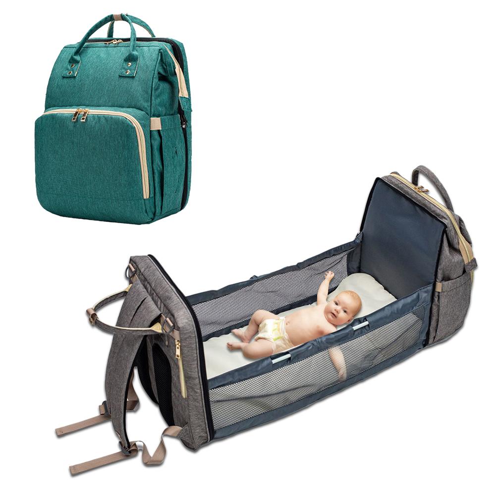 Convertible Diaper Bag Backpack with Foldout Baby Bed