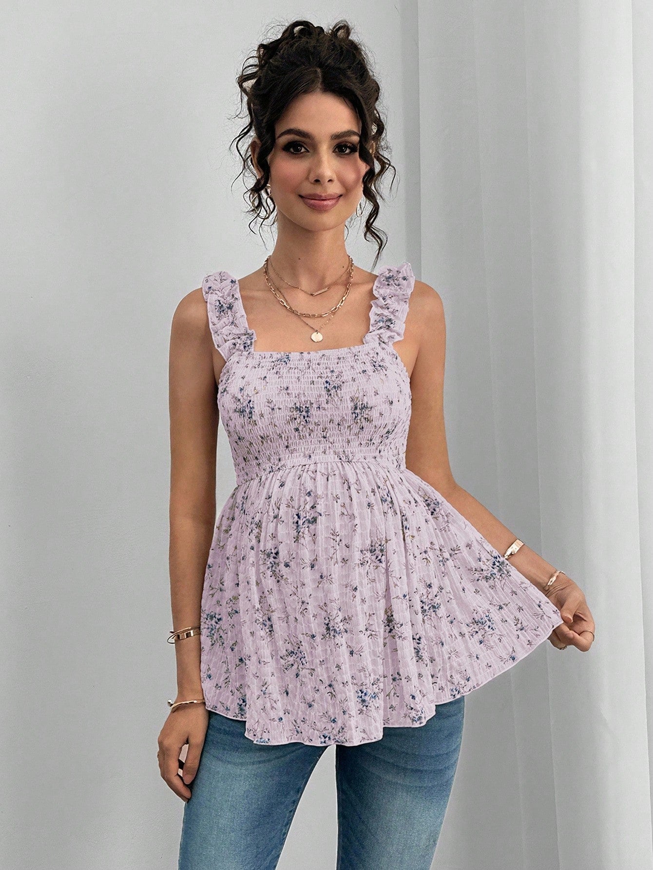 Printed Halter Maternity Vest – Square Neck A-Line Pregnancy Top