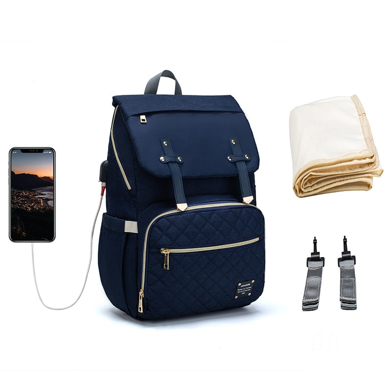 Lequeen USB Diaper Backpack – Designer Nursing Travel Bag