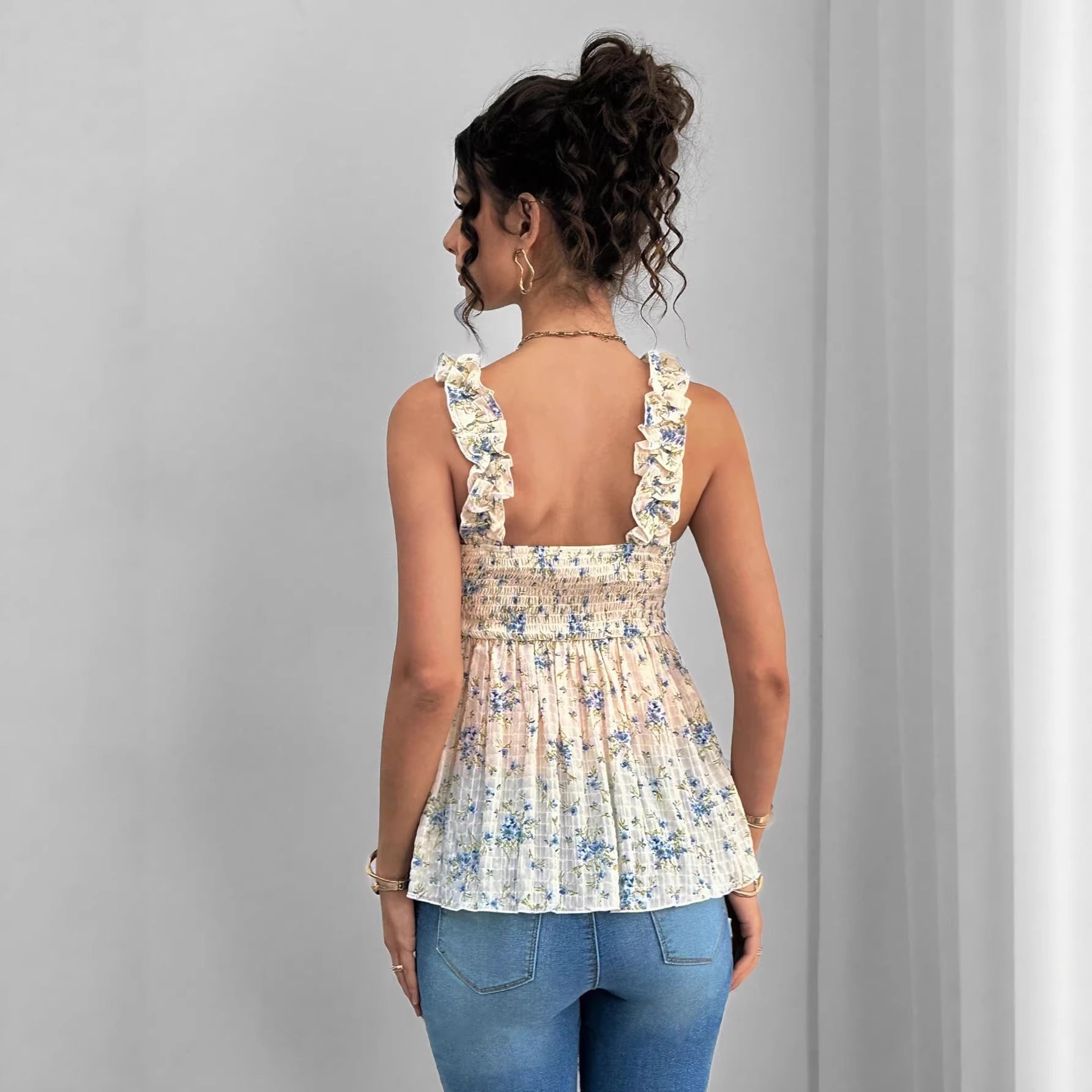 Printed Halter Maternity Vest – Square Neck A-Line Pregnancy Top
