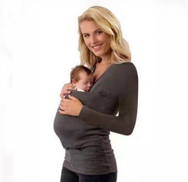 Kangaroo Carrier T-Shirt for Parents – Long Sleeve Baby Pocket Top