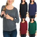 Long Sleeve Nursing T-Shirt – Round Neck Maternity Breastfeeding Top