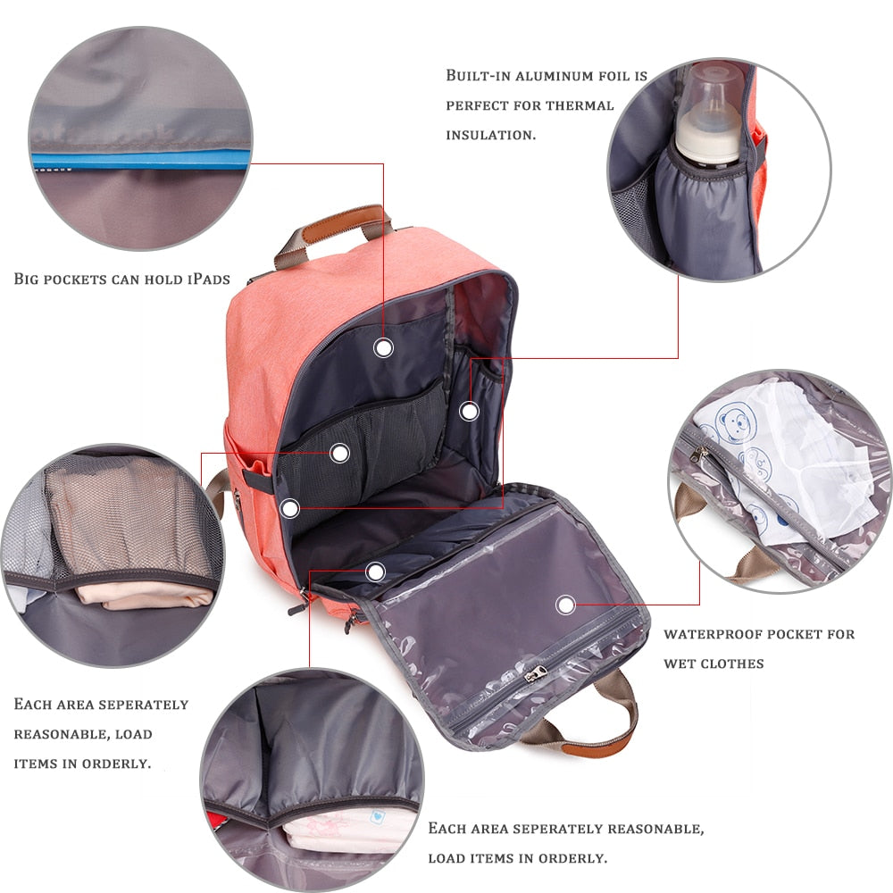 Waterproof Diaper Bag Backpack – Large Capacity Nappy Rucksack