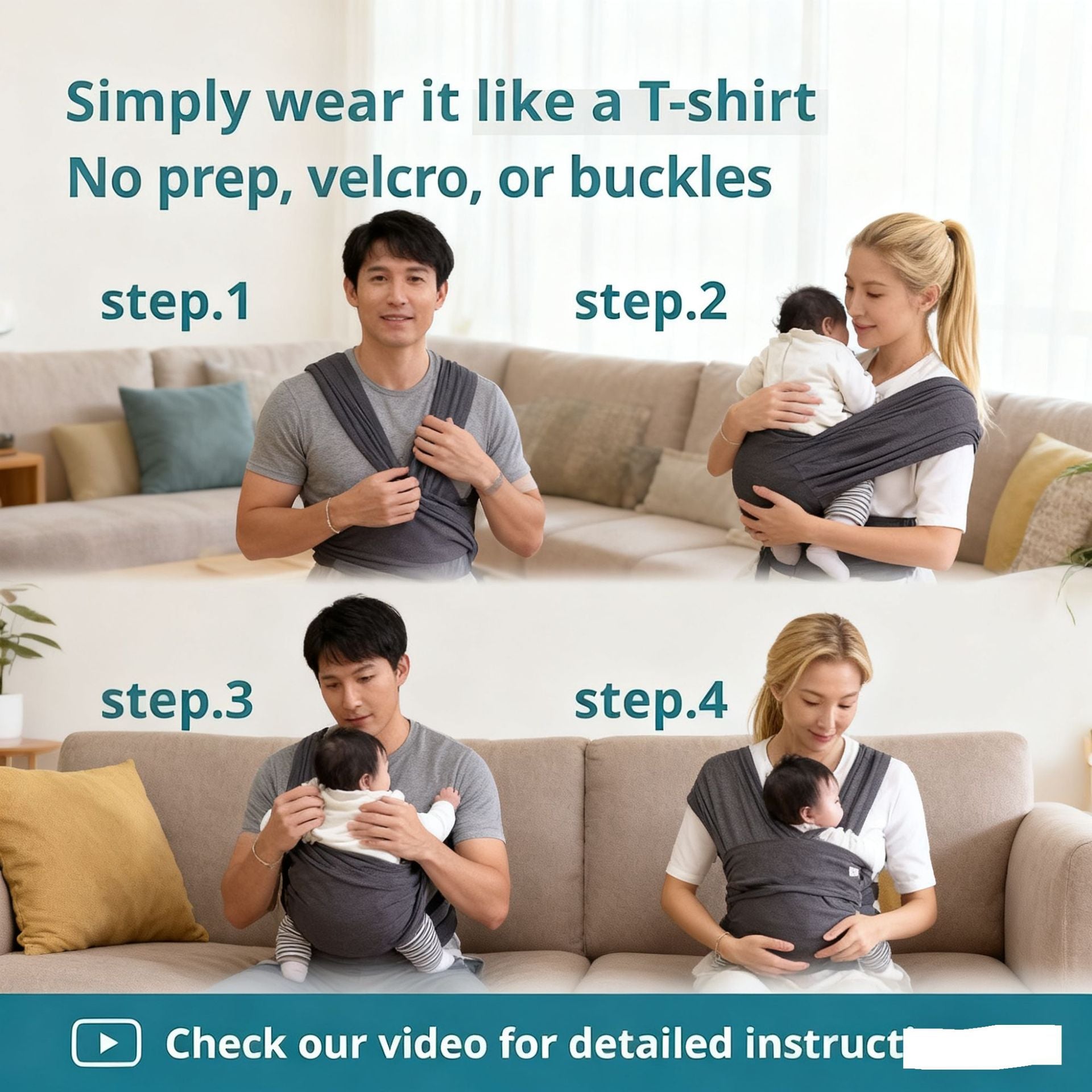 Front-Facing Summer Baby Wrap Carrier – Newborns & Infants