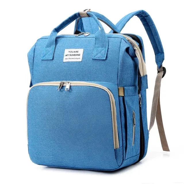 Foldable Diaper Bag Backpack with Baby Sleep Mat – Multi-Function