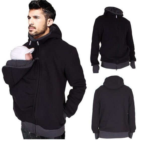 Baby Carrier Hoodie for Moms & Dads – Kangaroo Maternity Zip-Up