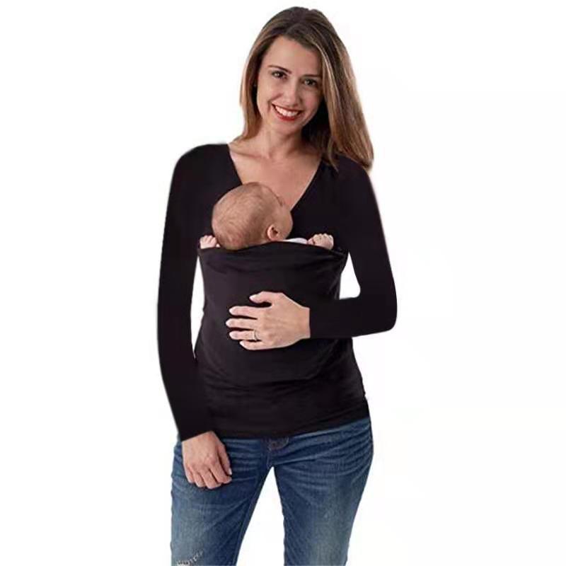 Kangaroo Carrier T-Shirt for Parents – Long Sleeve Baby Pocket Top