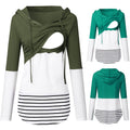 Colourblock Hooded Nursing Jacket – Autumn Winter Maternity Coat