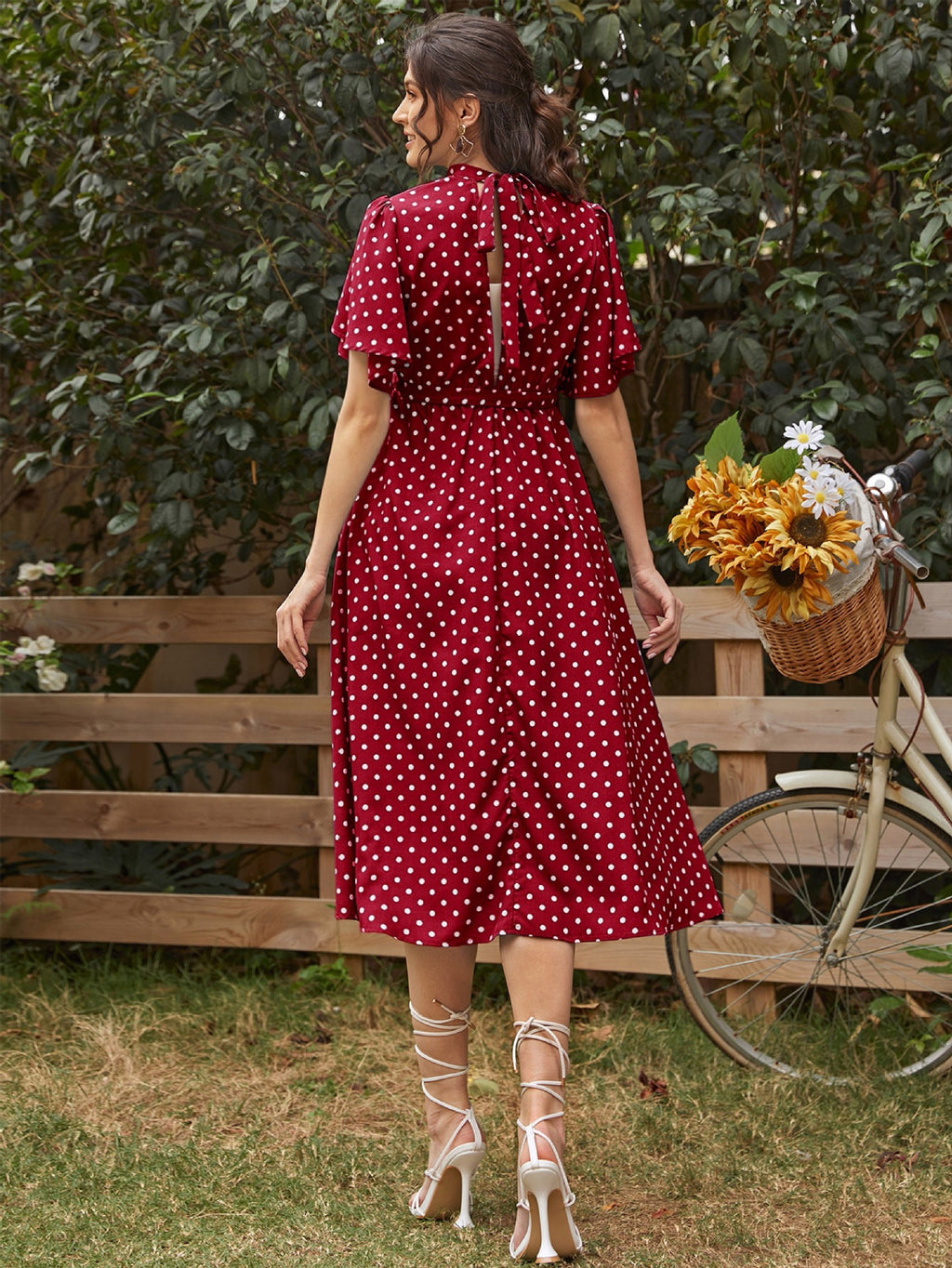 Polka Dot Chiffon Maternity Dress – Short Sleeve Strappy Summer Dress