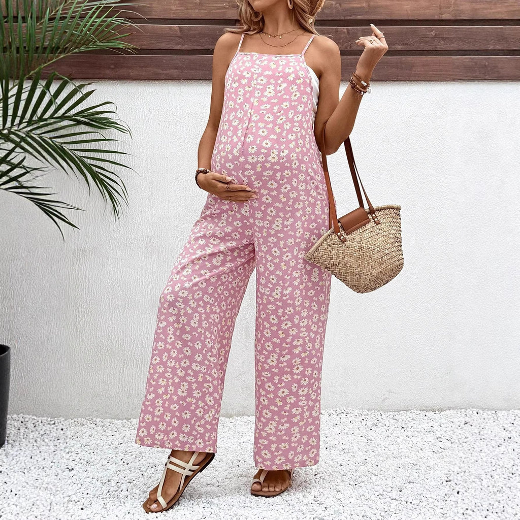 Bohemian Printed Maternity Jumpsuit – Casual Pregnancy Overalls