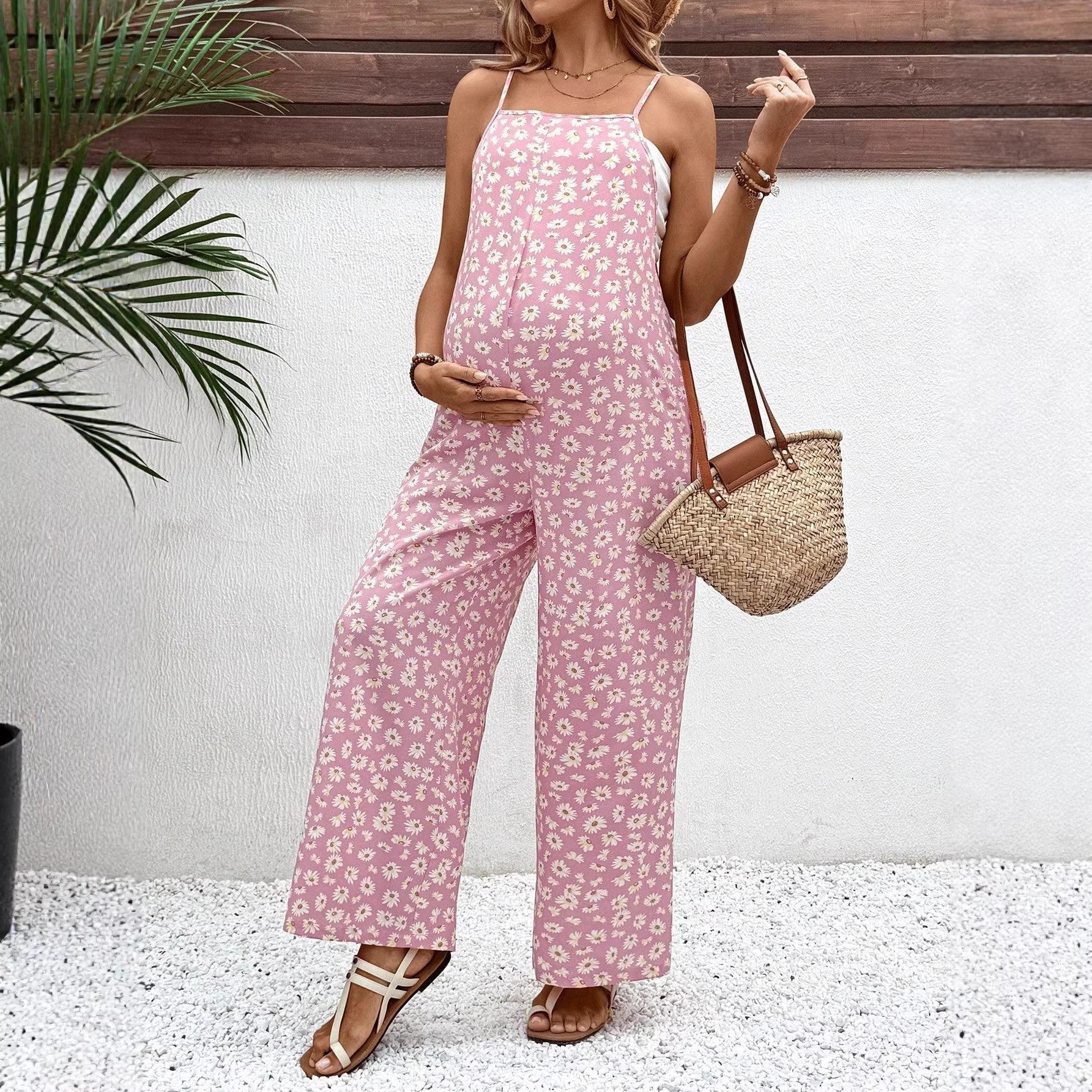 Bohemian Printed Maternity Jumpsuit – Casual Pregnancy Overalls
