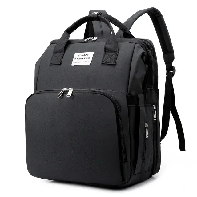 Foldable Diaper Bag Backpack with Baby Sleep Mat – Multi-Function