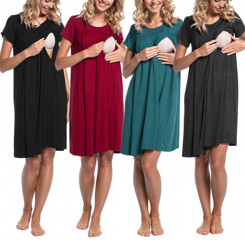 Maternity Hospital Gown – Short Sleeve Nursing Labour Dress