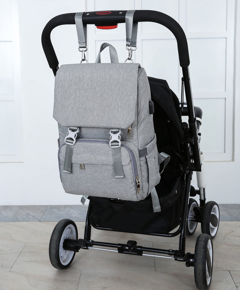 USB Diaper Backpack with Changing Mat – Large Maternity Nappy Bag